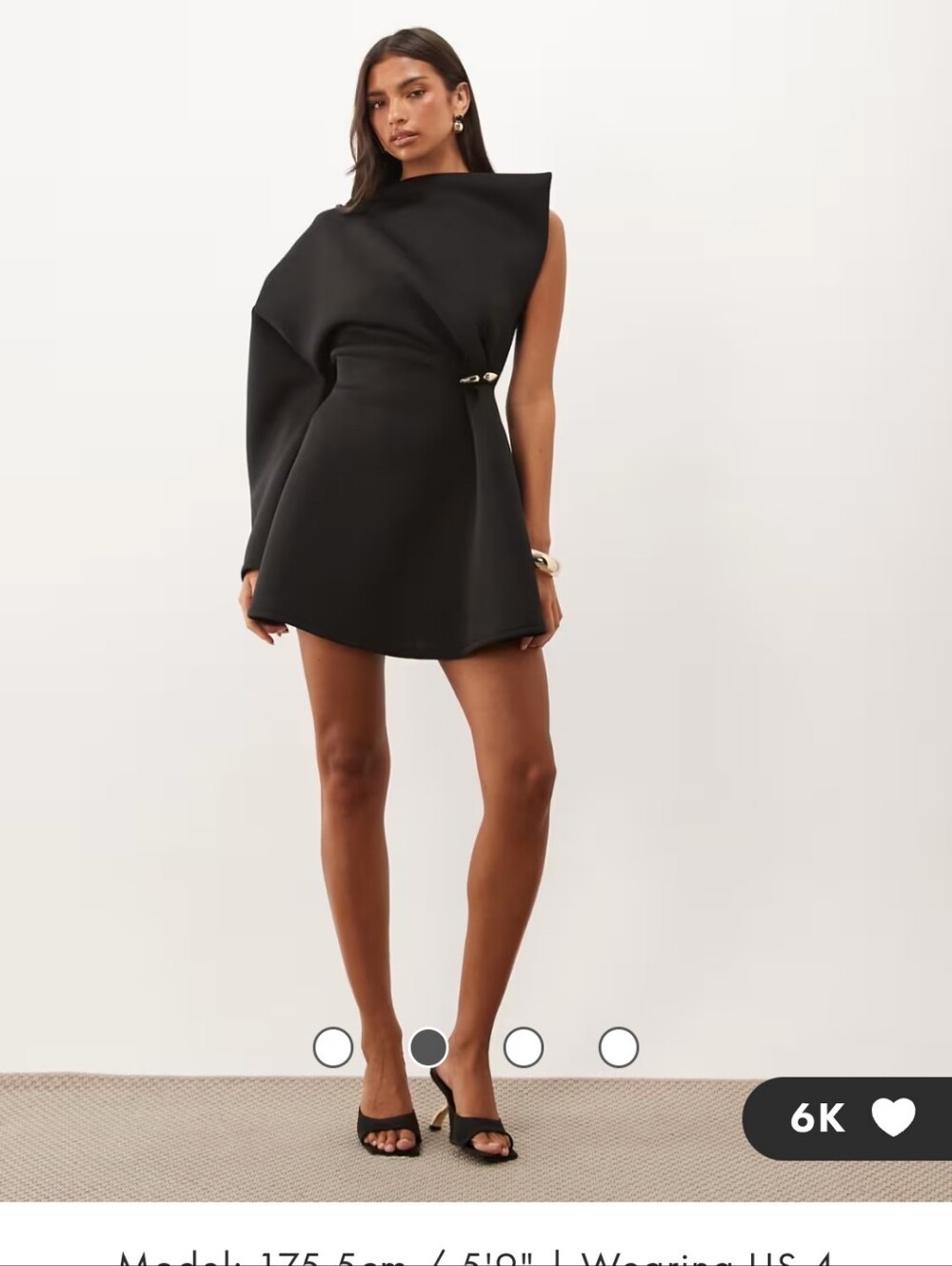 ASOS Black One-Shoulder Asymmetrical Dress with Gold Accent. Worn 1x. !
